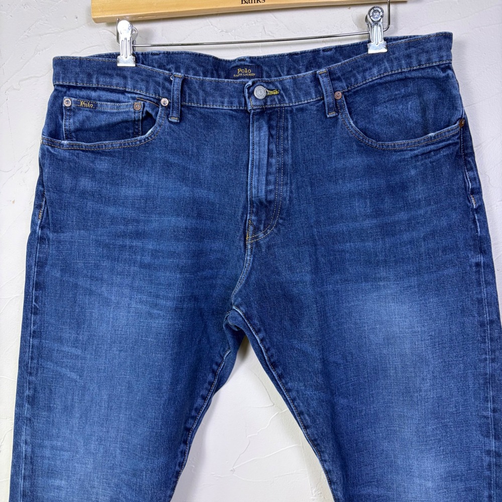 Polo Ralph Lauren Hampton Athletic Jeans Mens 40x30 Blue Denim Straight Leg - Picture 3 of 12